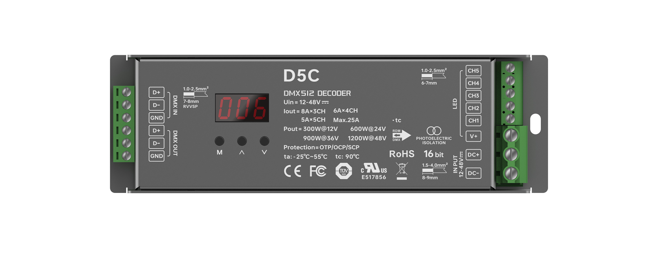 5CH CV DMX/RDM Decoder Max D5C