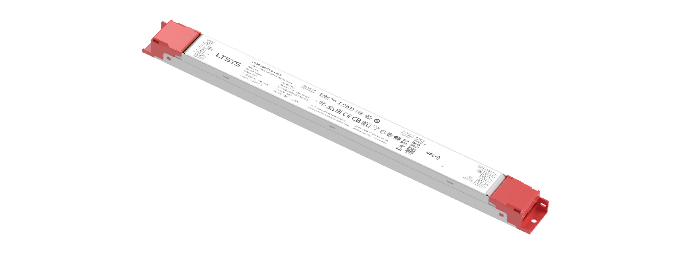 80W 600-2100mA NFC 0/1-10V CC Linear tunable white Driver LF-80-600-2100-G2A2 (External)