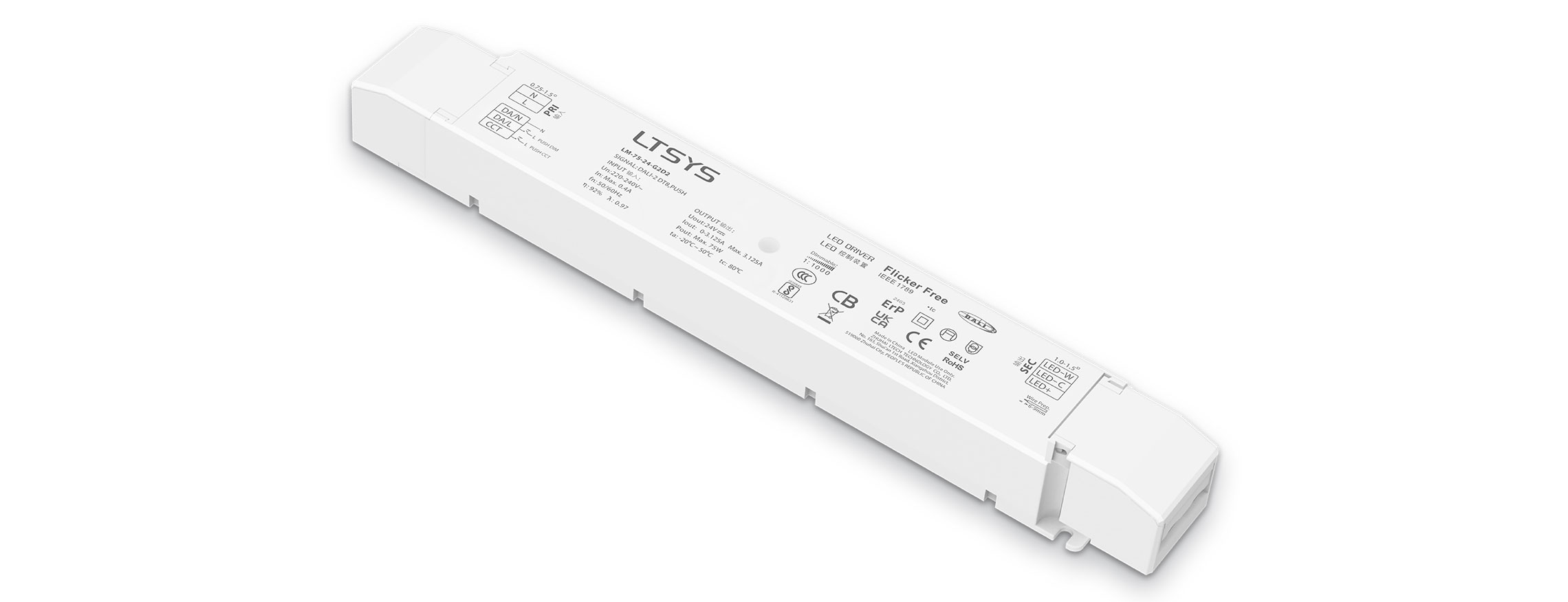 75W 24VDC CV DALI DT8 DIM&CT Driver LM-75-24-G2D2